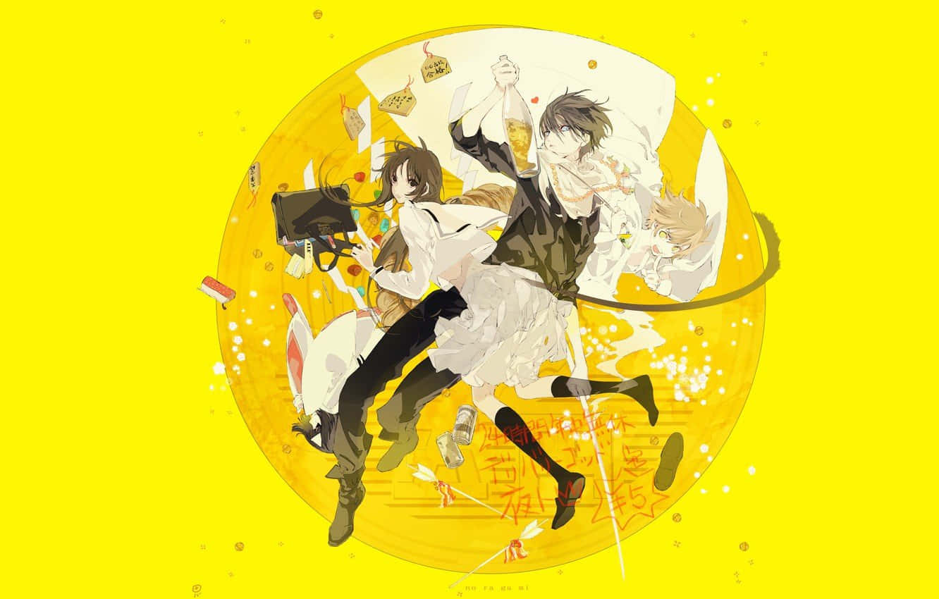 Yellow Noragami Characters Anime Art Background