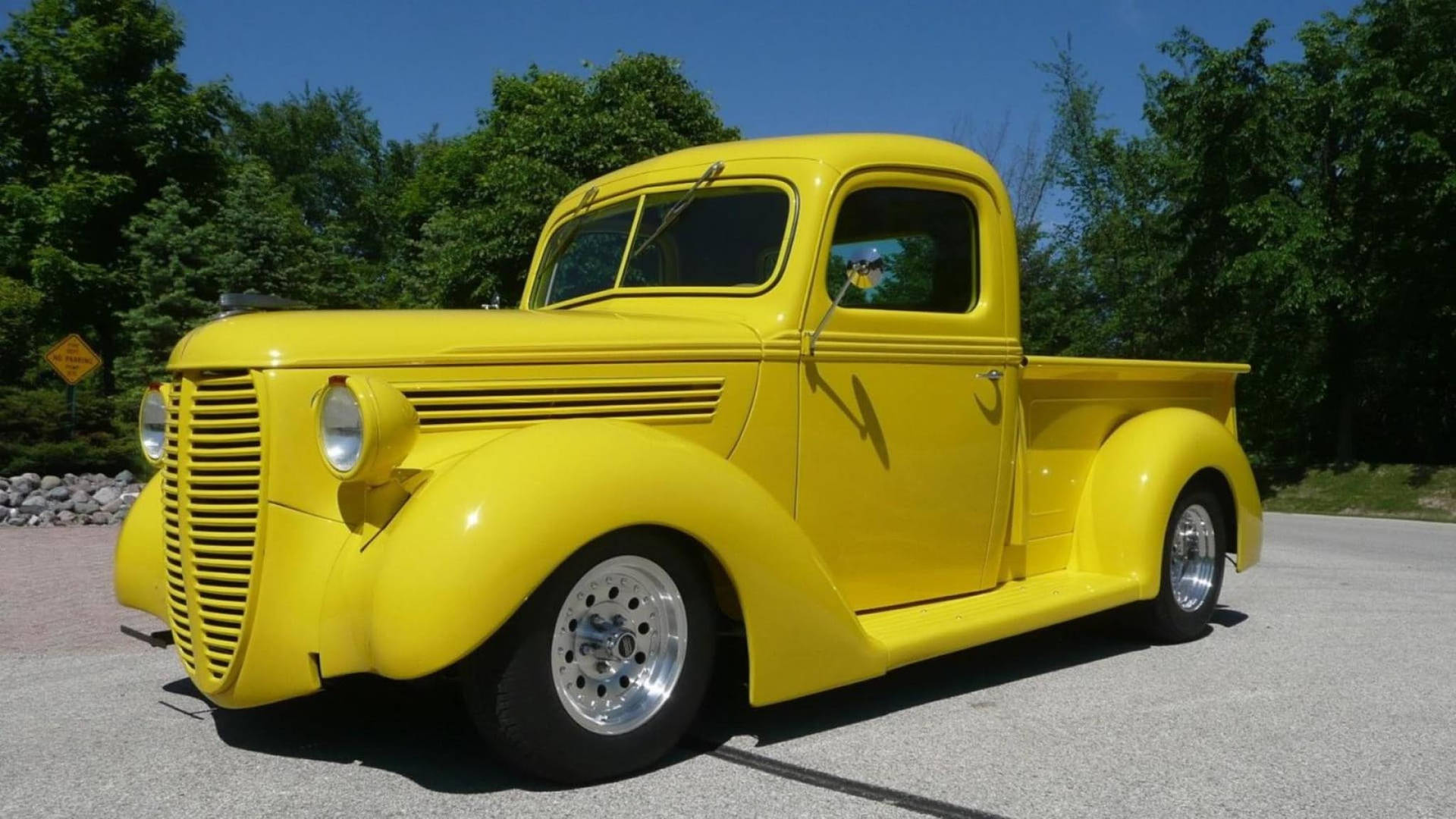 Yellow Old Ford Truck Background
