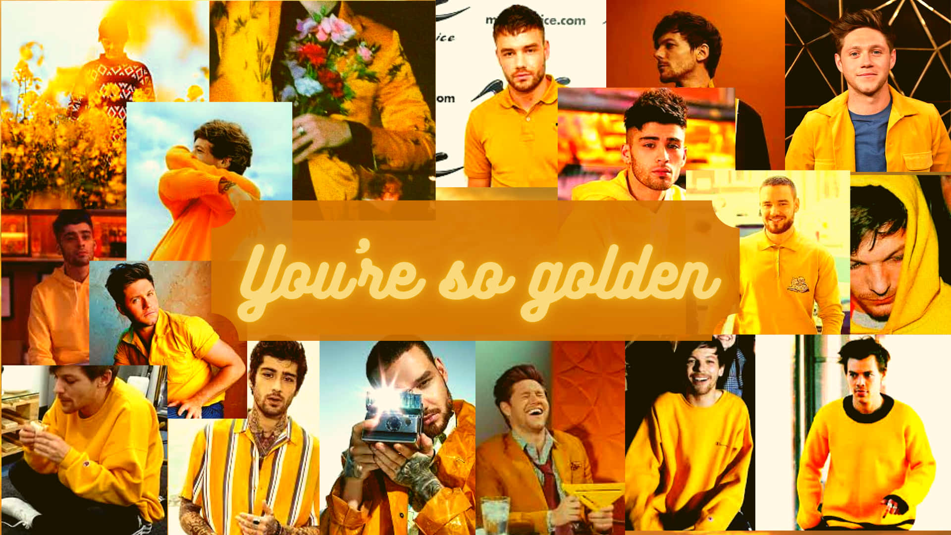 Yellow One Direction Laptop Collage Background