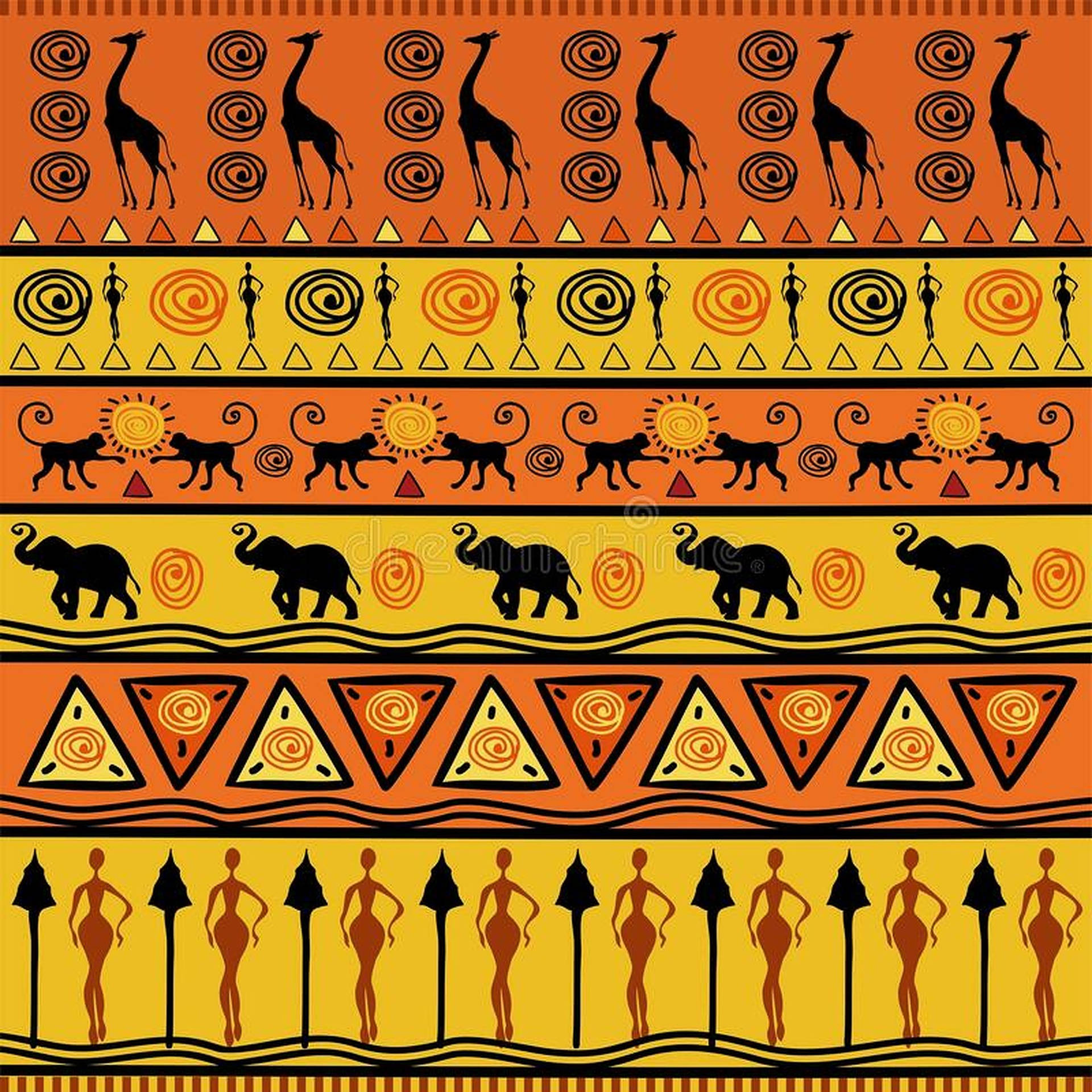 Yellow Orange African Art Background