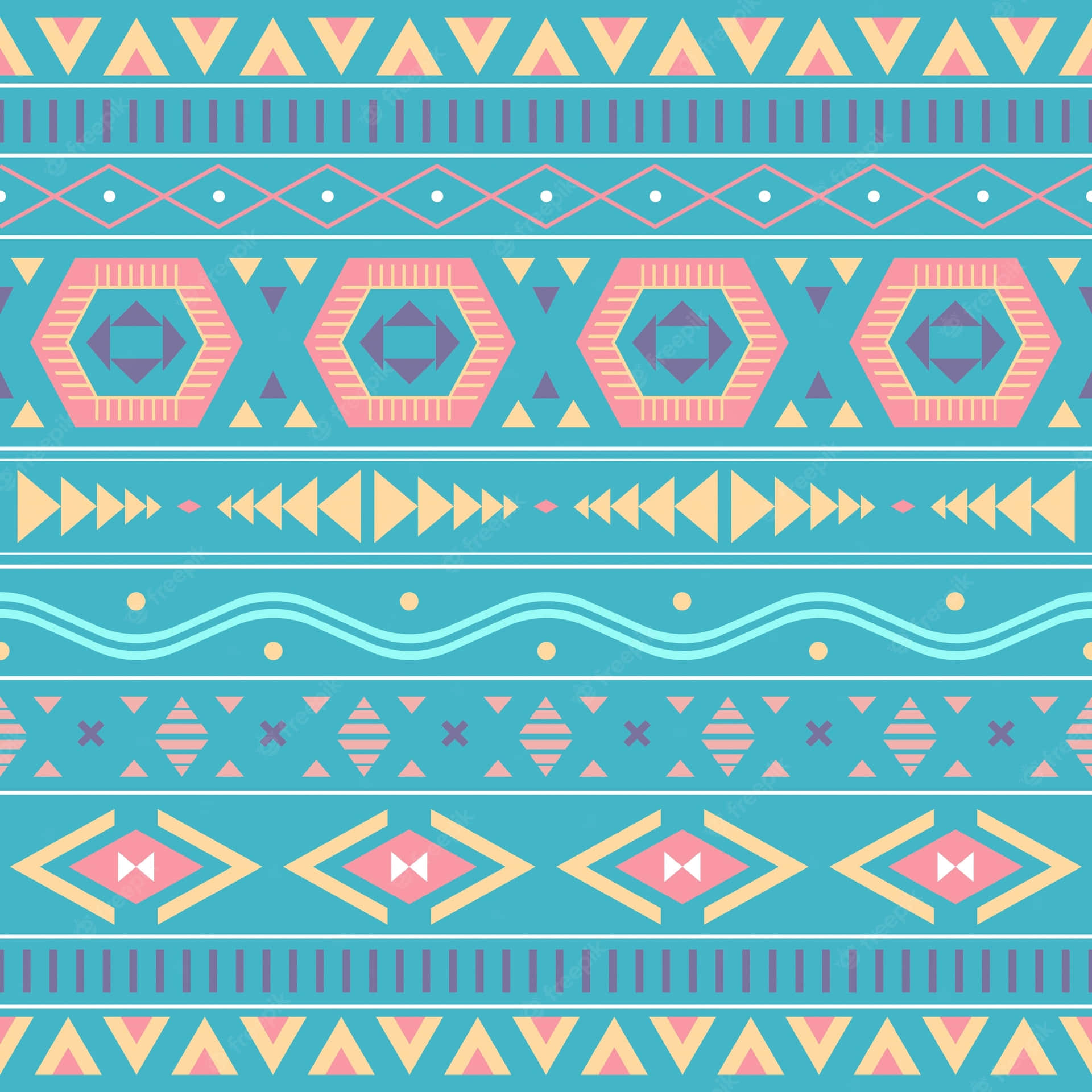 Yellow, Orange, And Teal Aztec Pattern Background