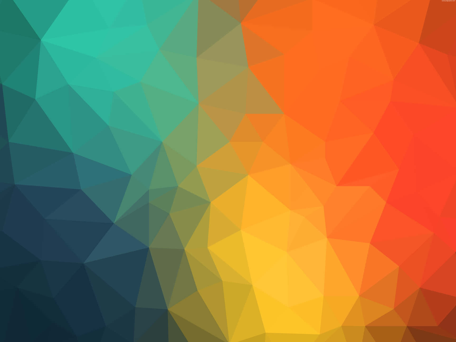 Yellow, Orange, And Teal Polygon Art Background