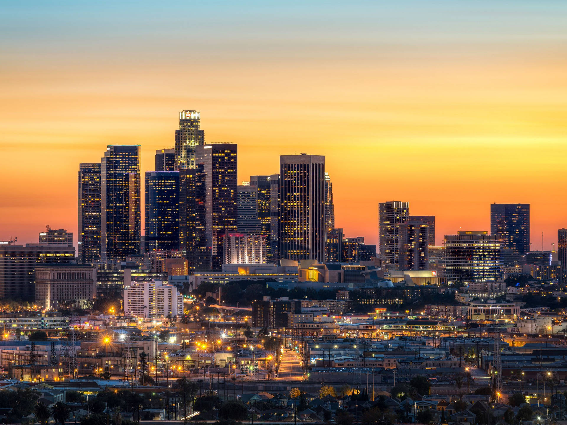 Yellow Orange Los Angeles Sunset Background