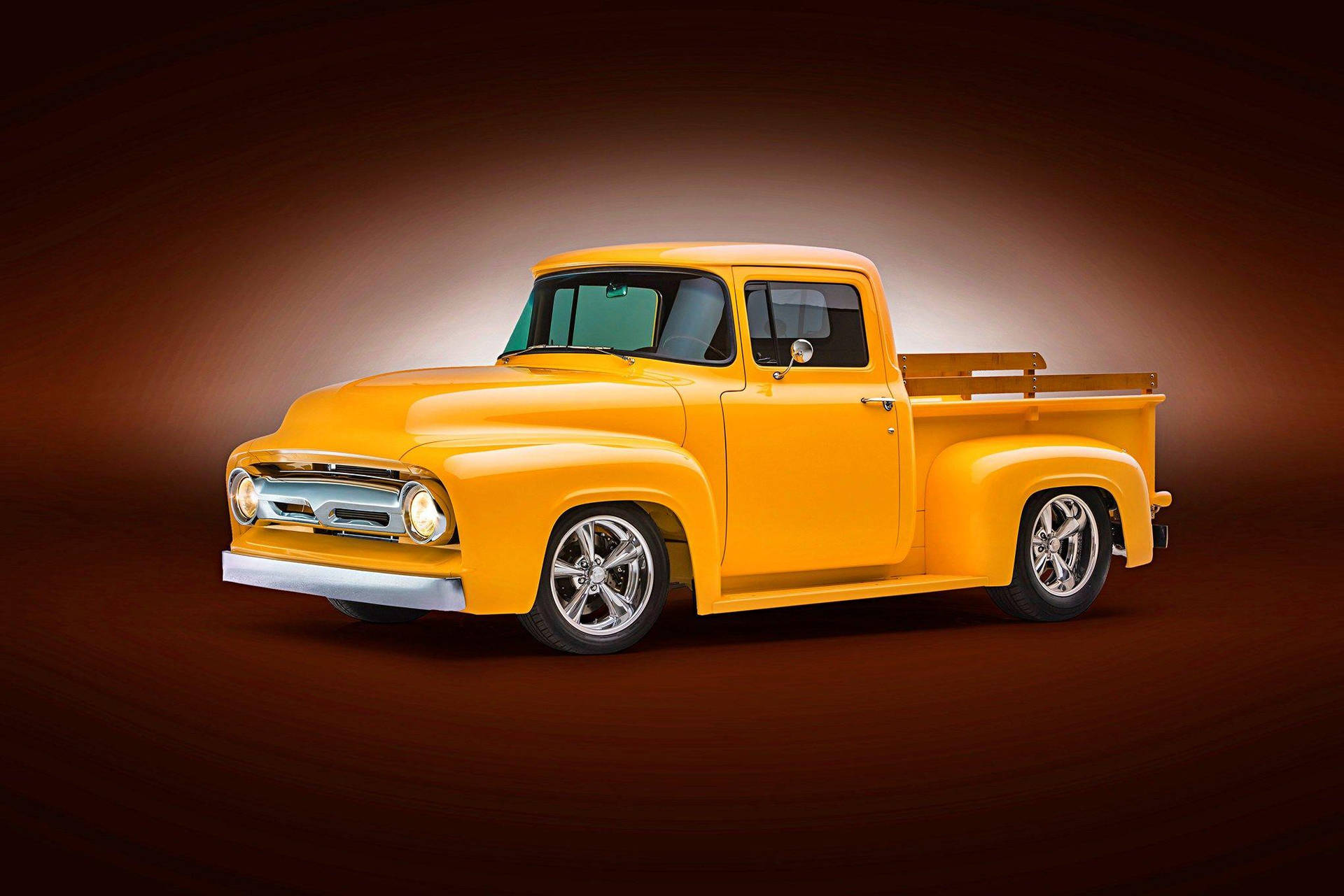 Yellow Orange Old Ford Truck Background