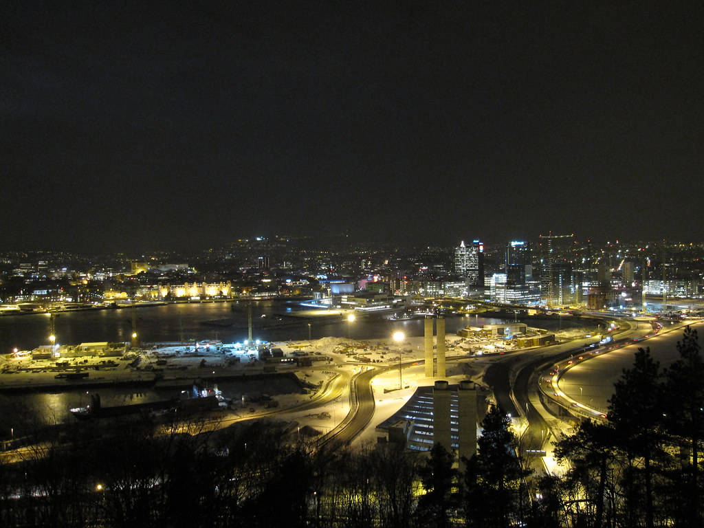 Yellow Oslo Night Background