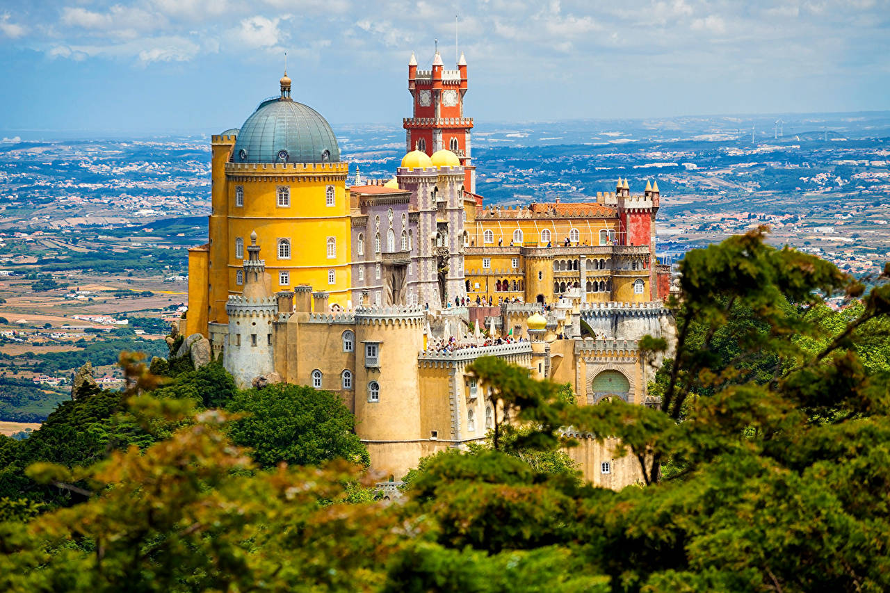 Yellow Pena Palace Sintra Background