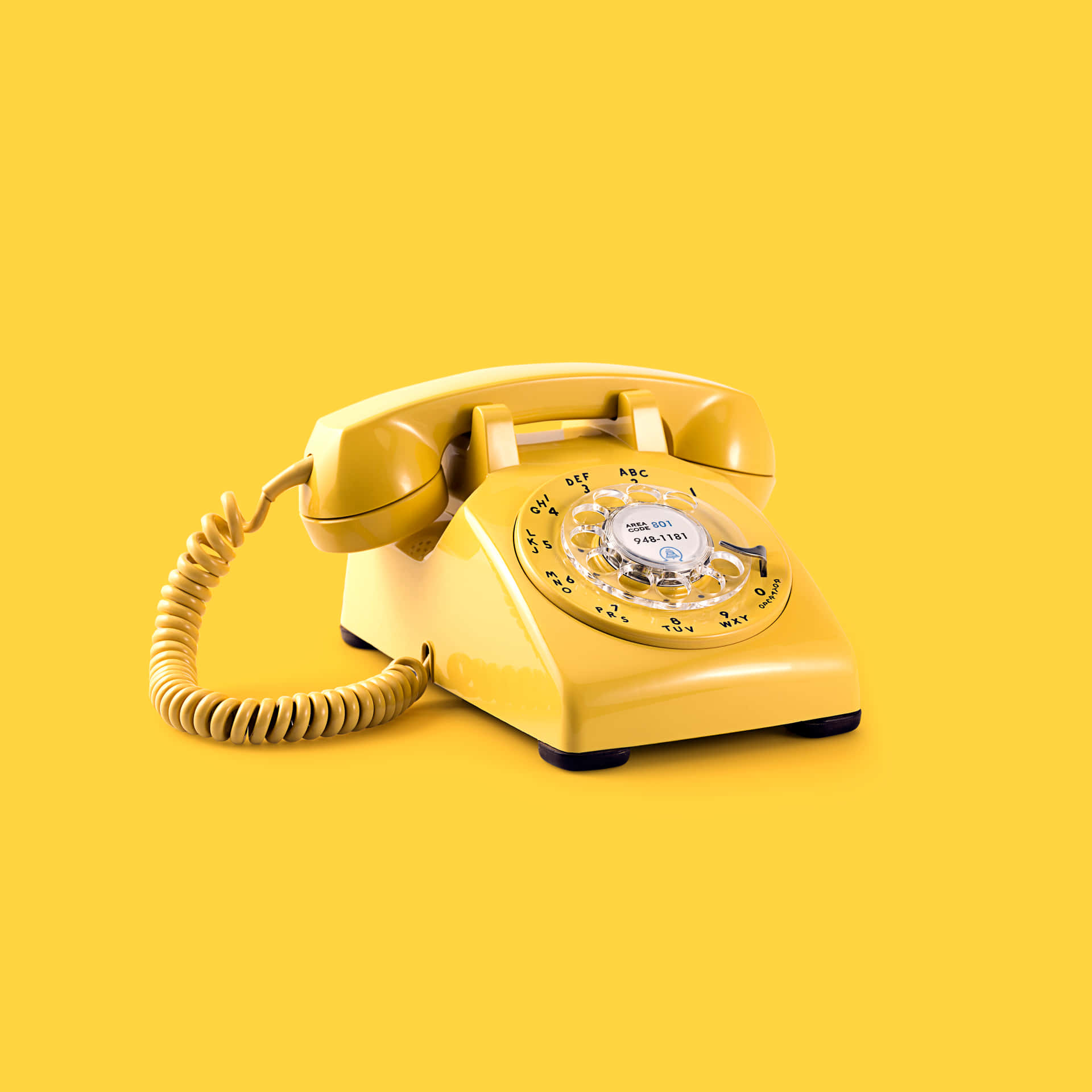 Yellow Phone Rotary Dial Ipad Background