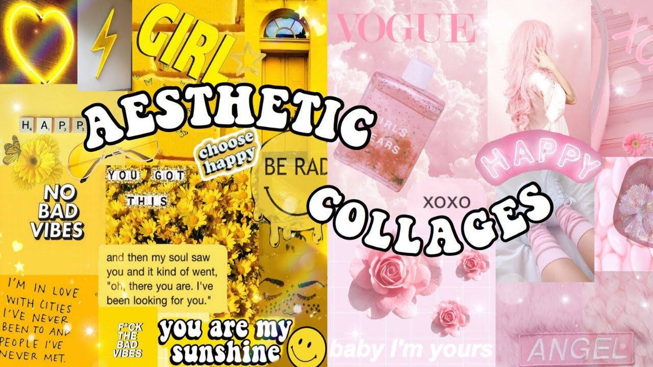Yellow Pink Aesthetic Collage Laptop