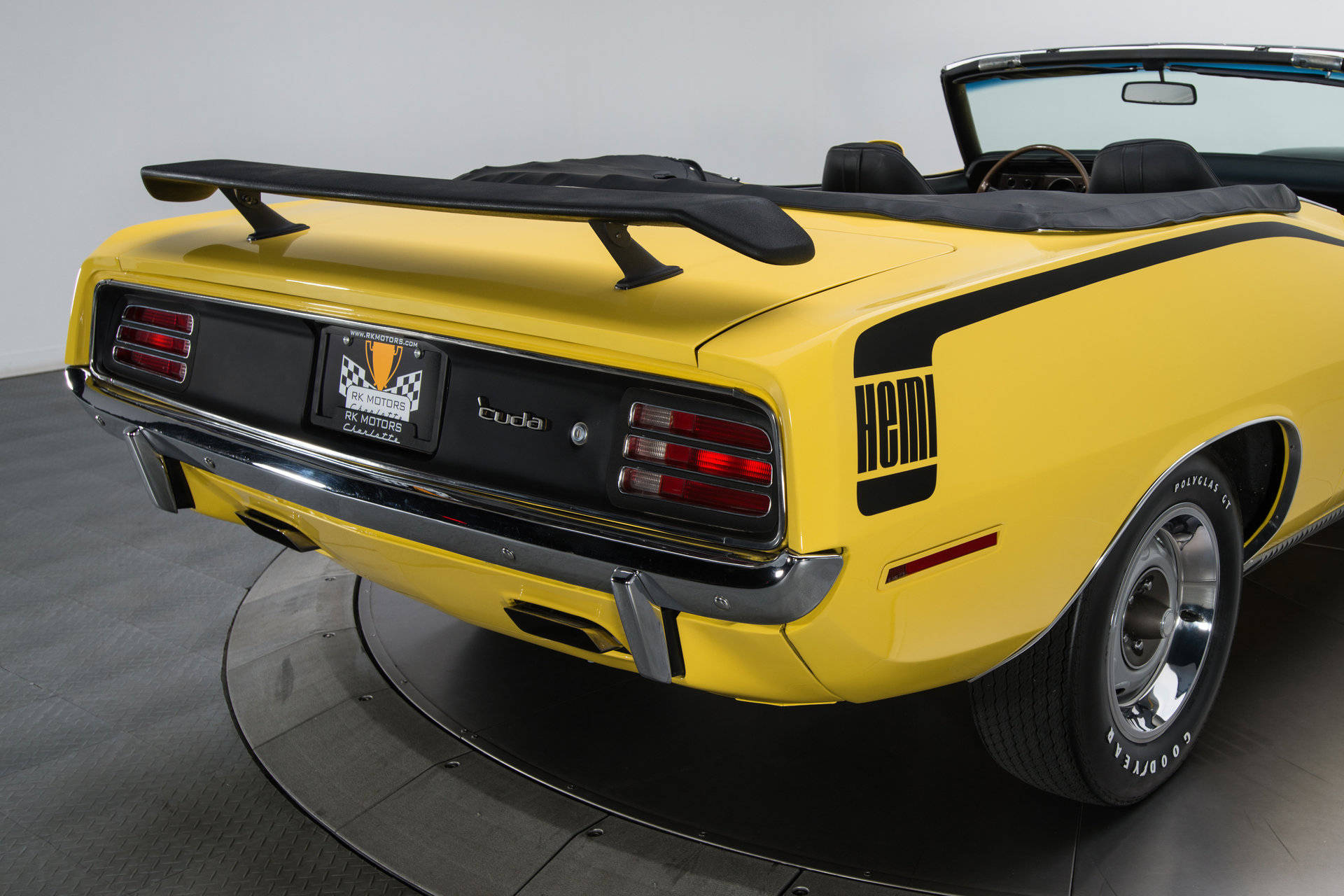 Yellow Plymouth Barracuda Rear Bumper Background