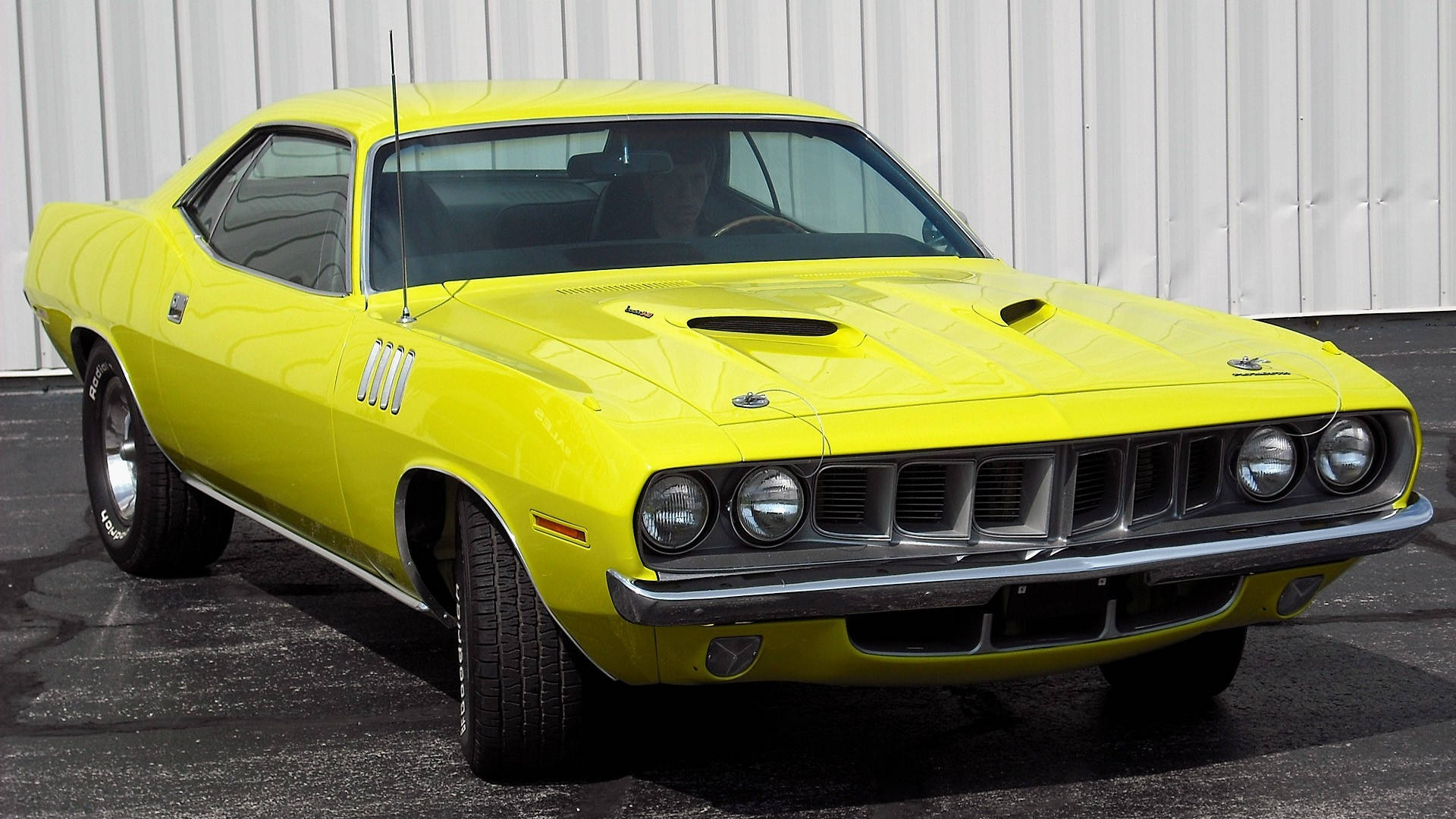 Yellow Plymouth Barracuda Background