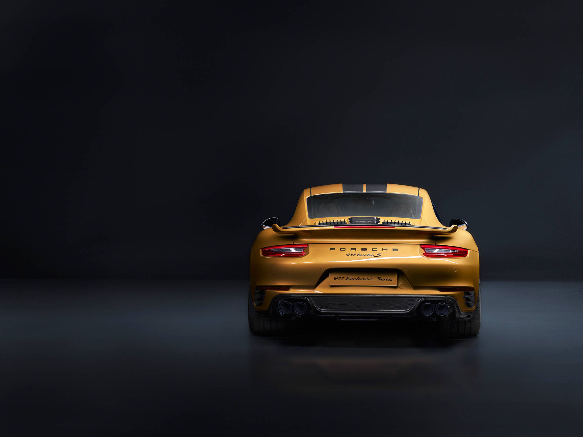 Yellow Porsche 911 Turbo S Rear Background