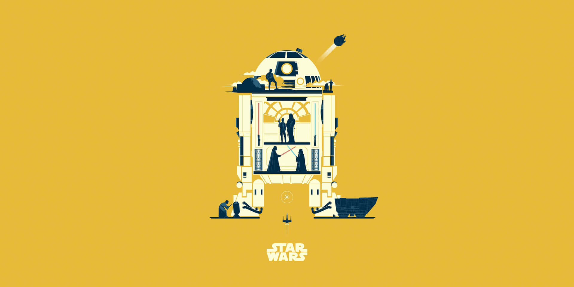 Yellow R2-d2 Ipad Background