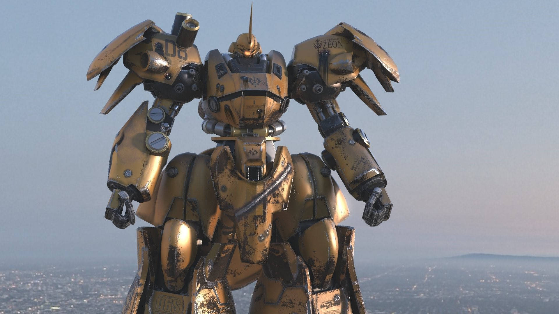 Yellow Robot From Mobile Suit Gundam Background