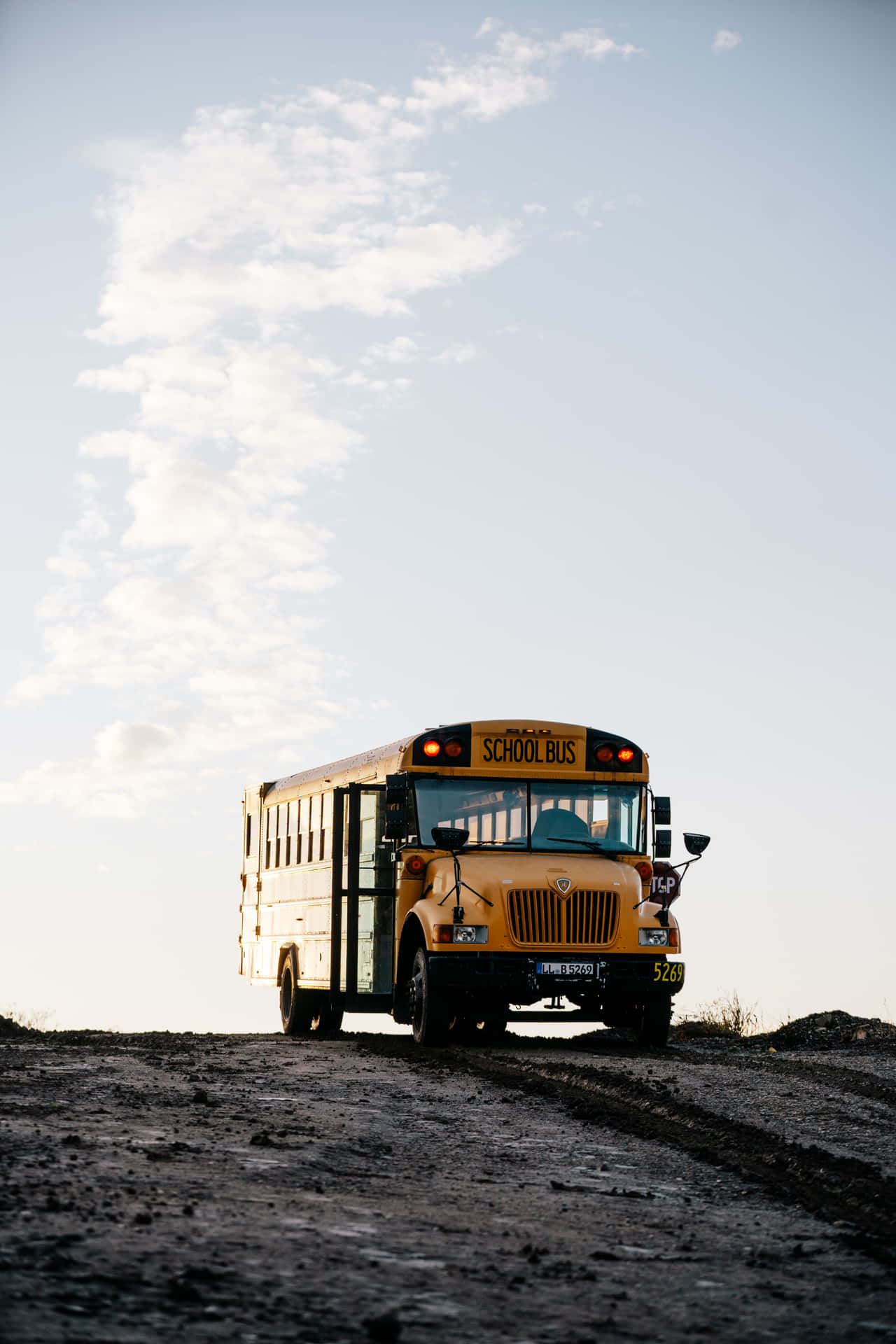 Yellow School Bus Off Road Background