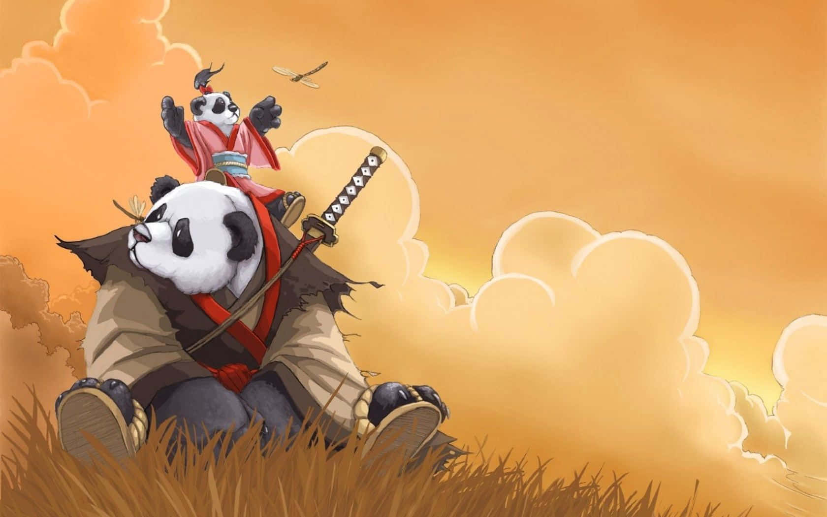 Yellow Sky Anime Panda Warriors