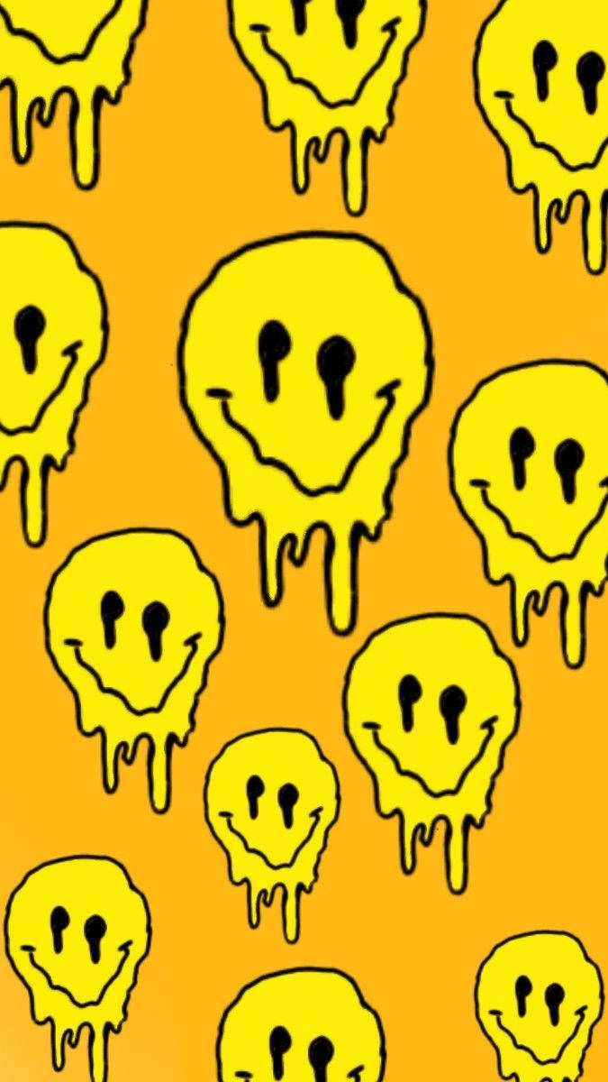 Yellow Smiley Cool Drip Background