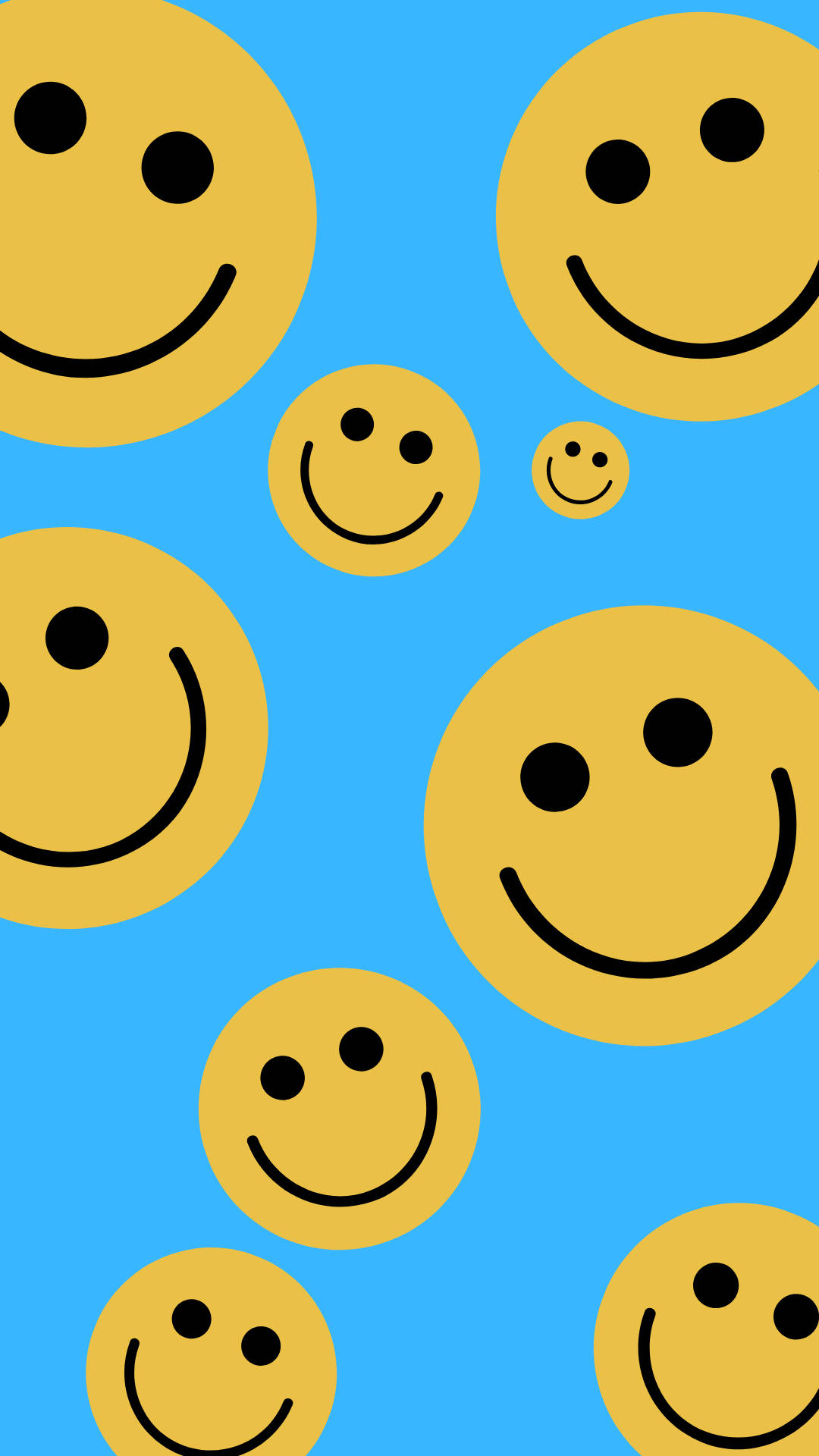 Yellow Smiley Emojis In Blue Background