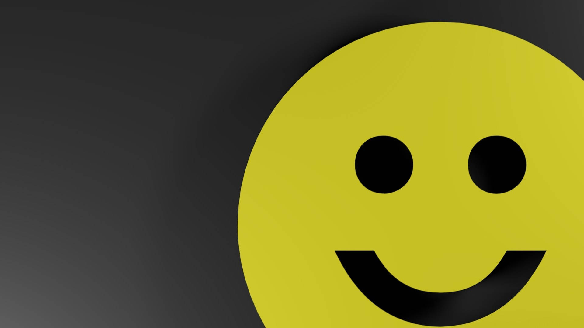 Yellow Smiley Face In Black Gradient Background