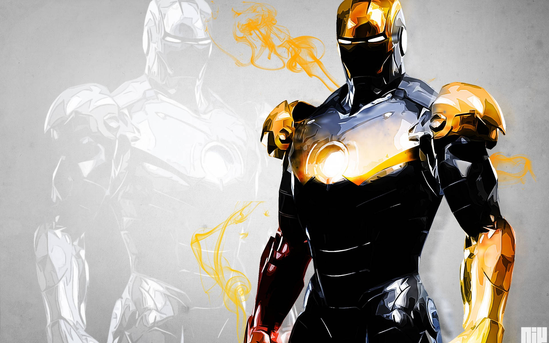 Yellow Smokes Iron Man Superhero Background