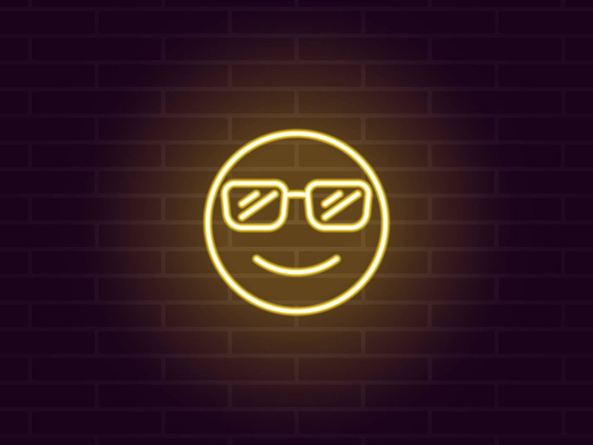 Yellow Sunglasses Neon Smile Background