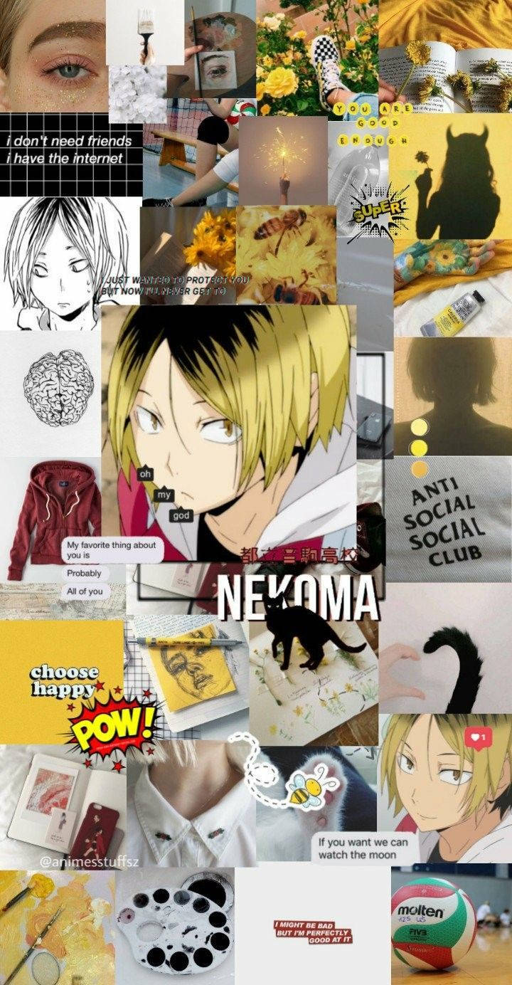 Yellow-themed Kenma Collage Background