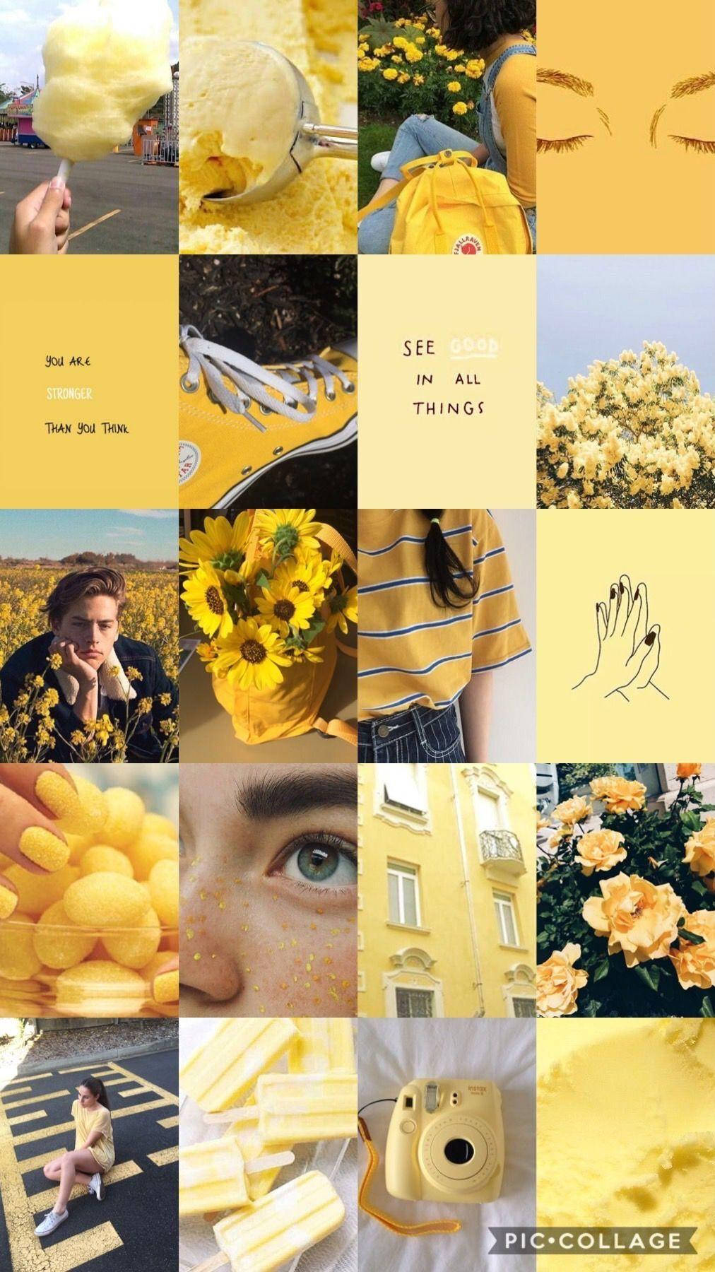 Yellow Things Aesthetic Collage Background
