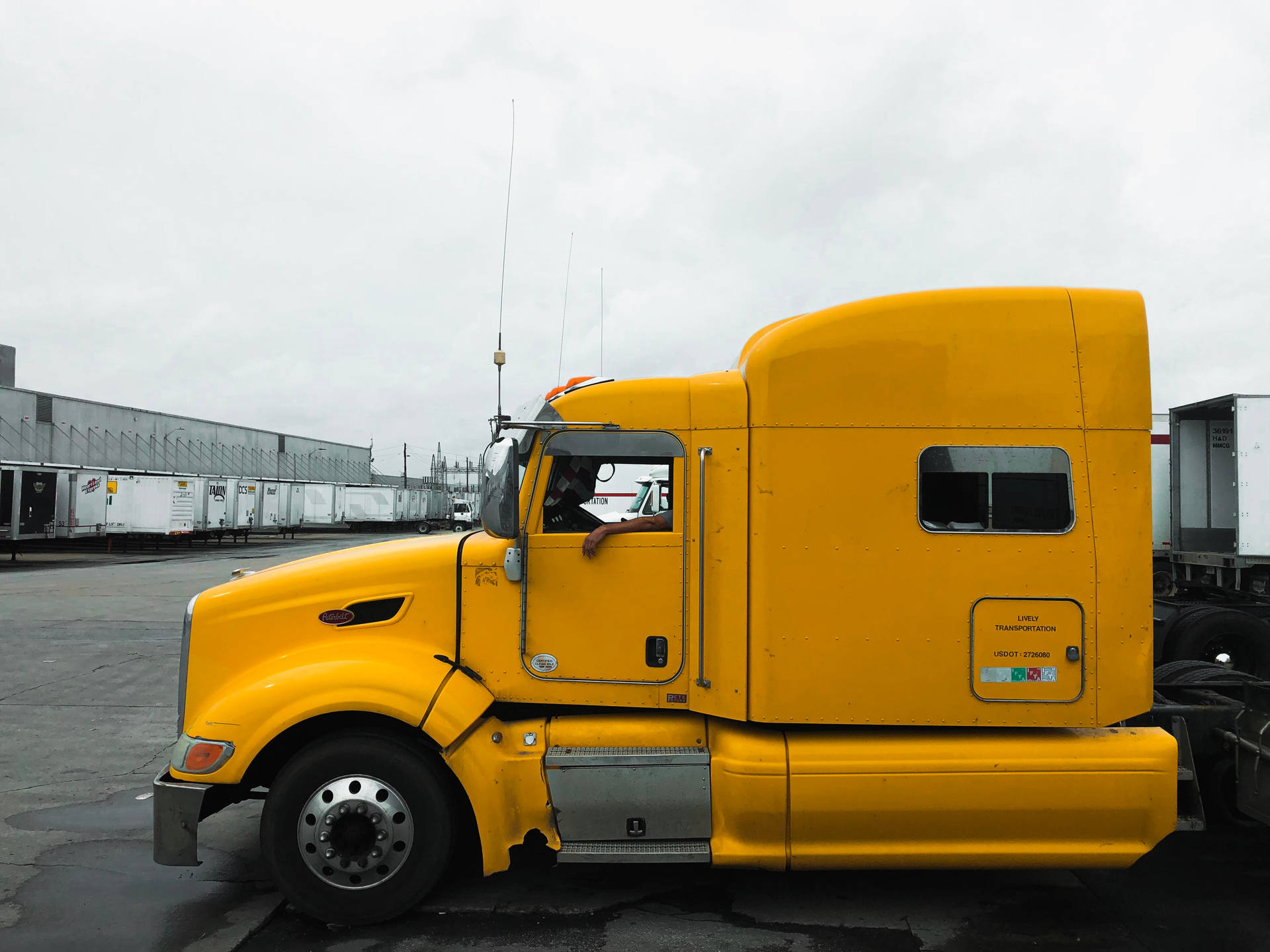 Yellow Trailer Truck Background
