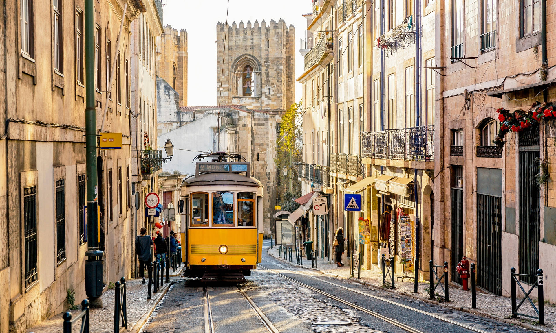 Yellow Tram In Lisbon