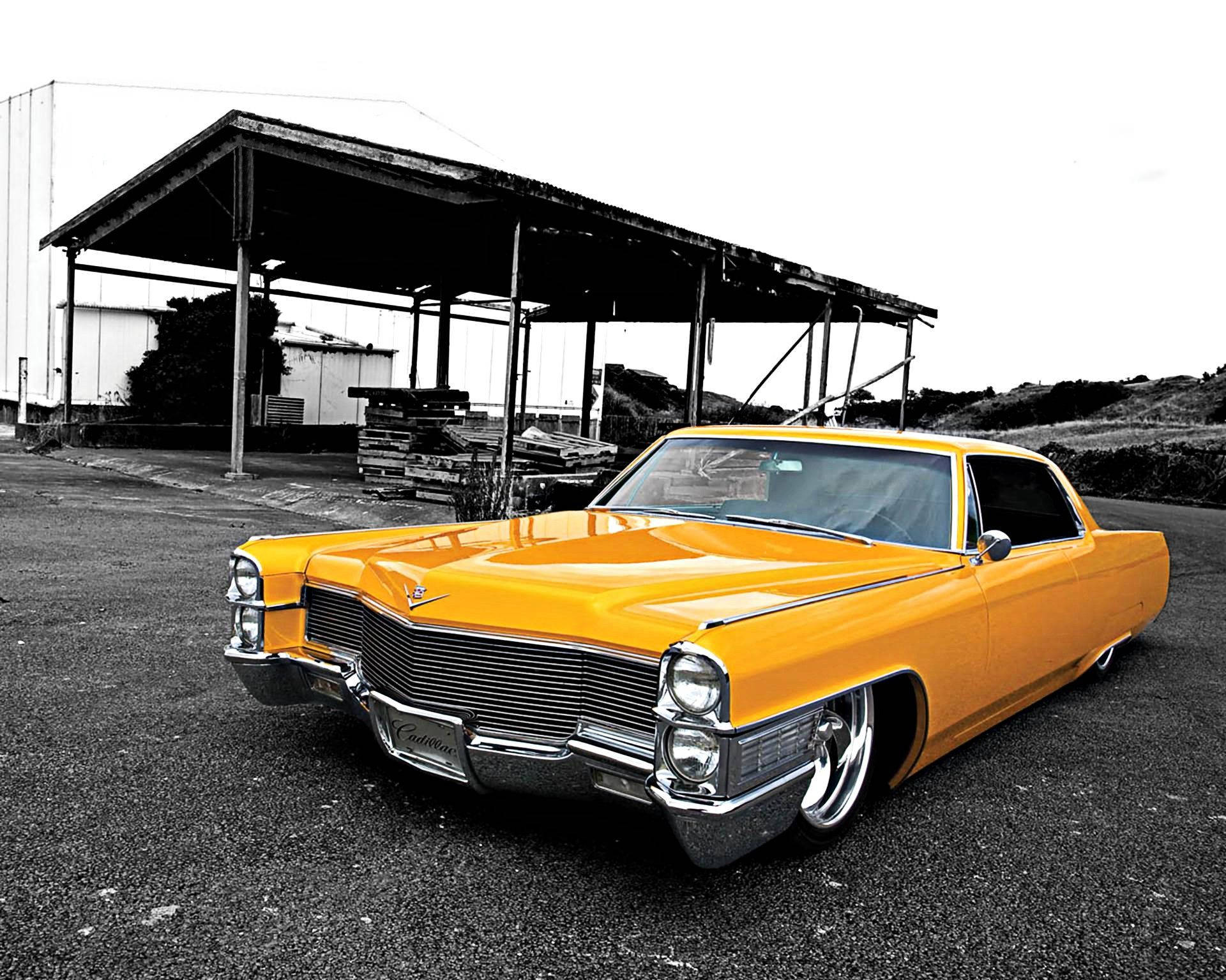 Yellow Vintage Cadillac Background