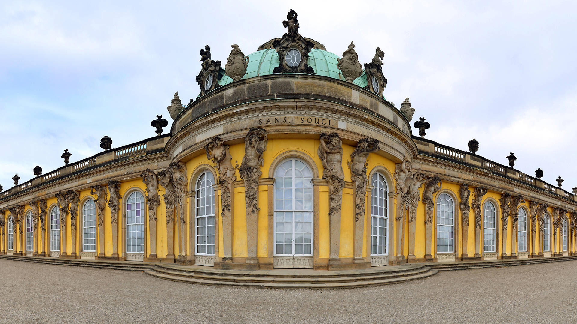 Yellow Walls Sanssouci Palace Potsdam Background