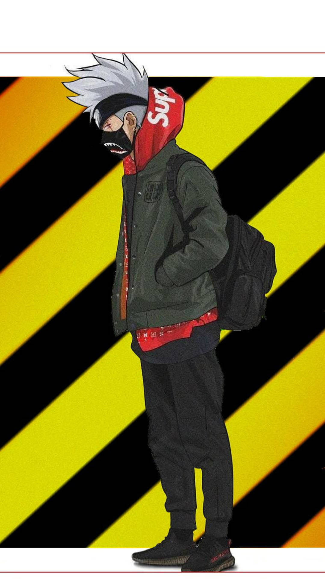 Yellow Warning Lines Kakashi Hatake Supreme Background