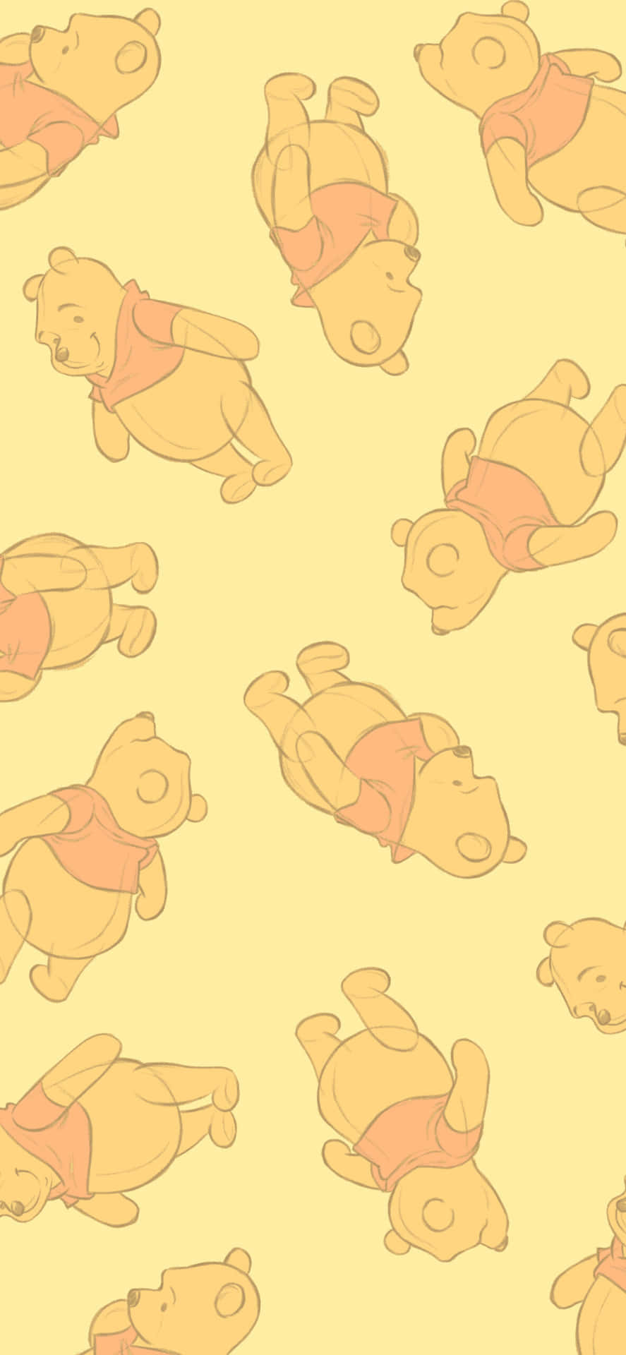 Yellow Winnie The Pooh Aesthetic Patterns Background