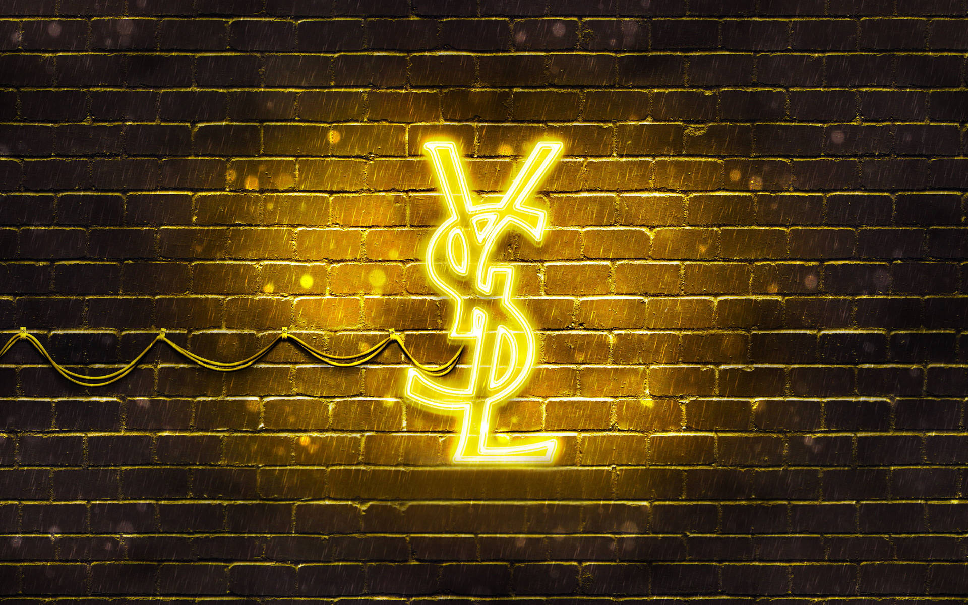 Yellow Ysl Neon Logo Background