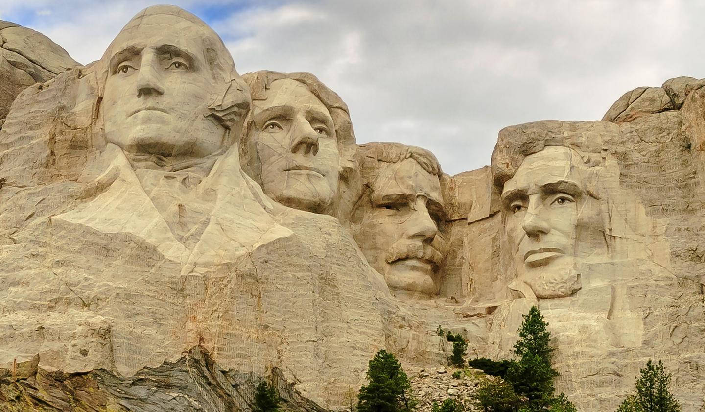 Yellowish Color Of Mount Rushmore Background