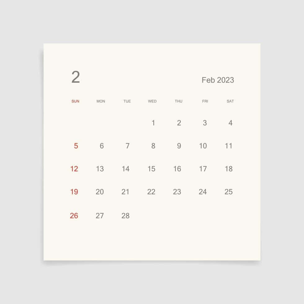 Yellowish White Minimalist 2023 February Calendar Background