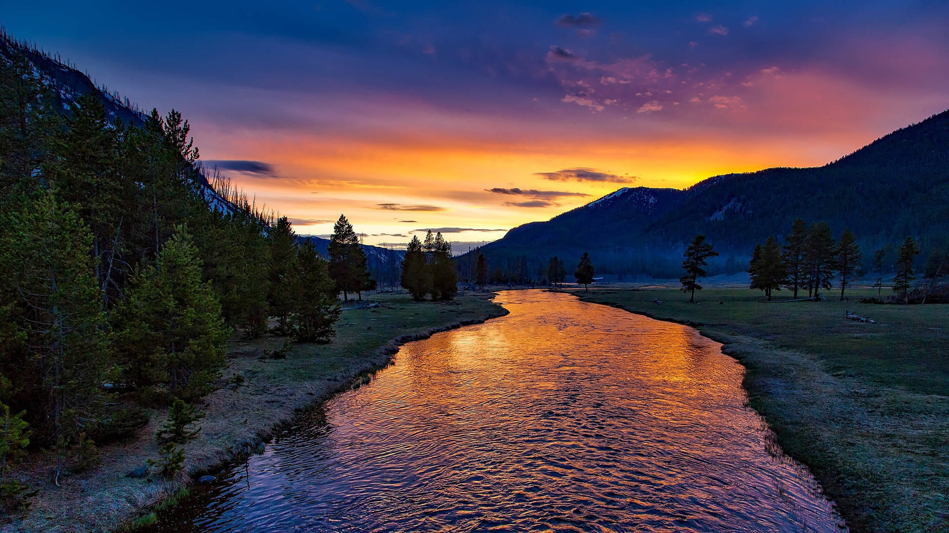 Yellowstone National Park Twilight Background