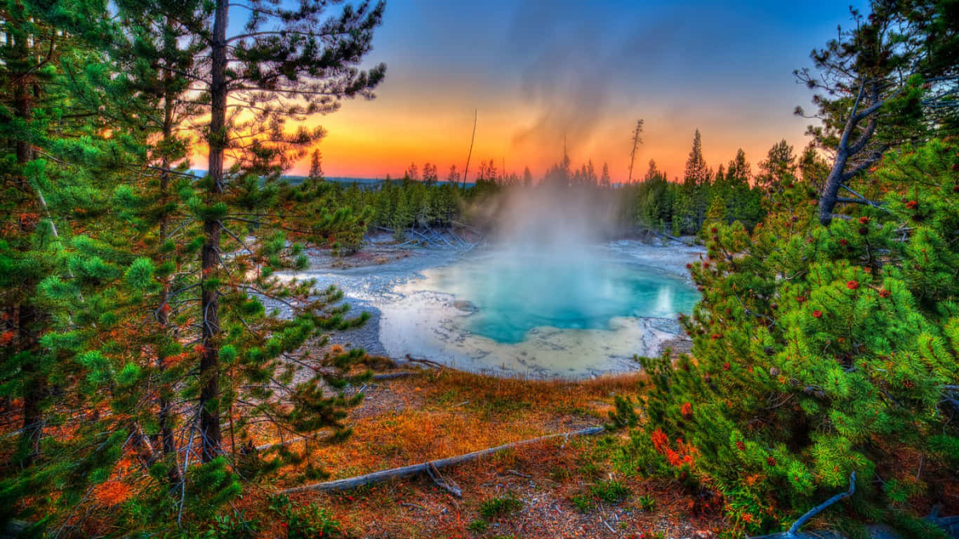Yellowstone Sunset Geothermal Feature.jpg Background