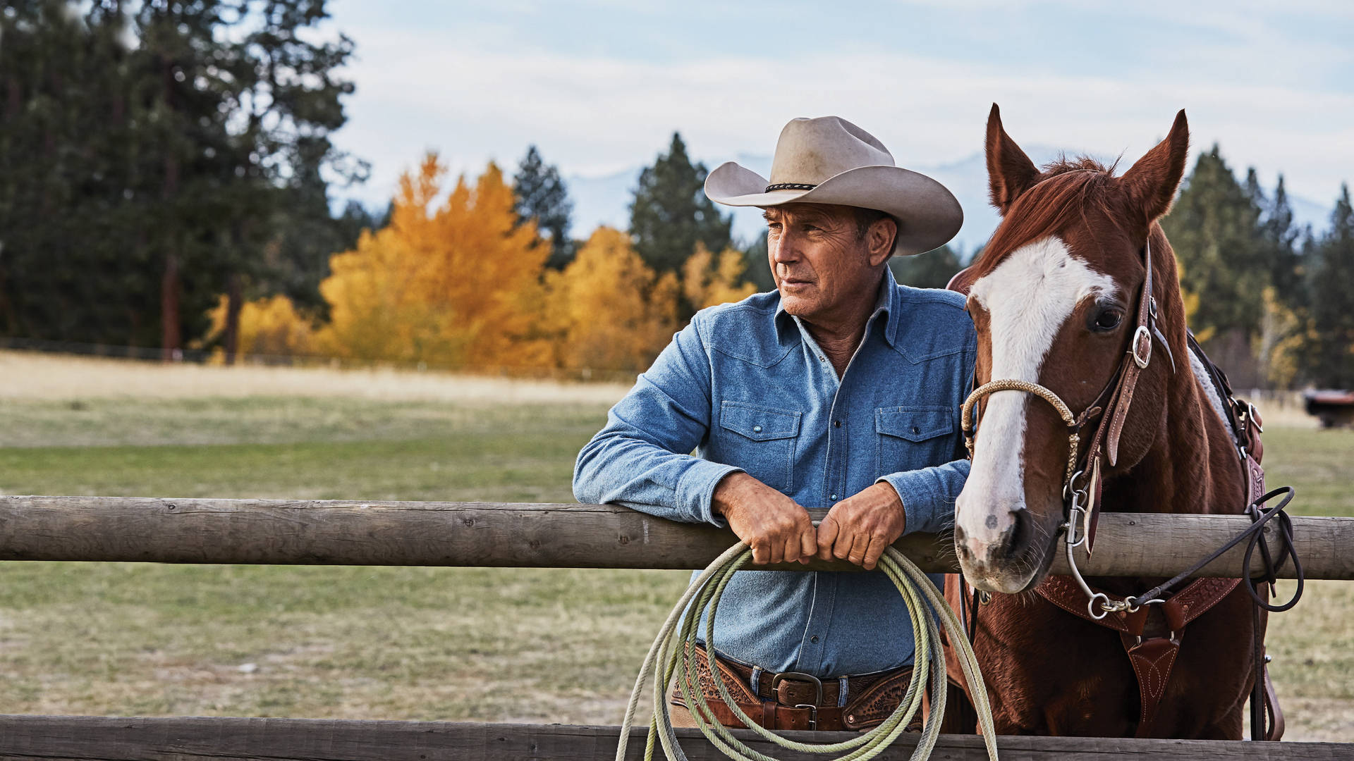 Yellowstone Tv Show John With Horse Background