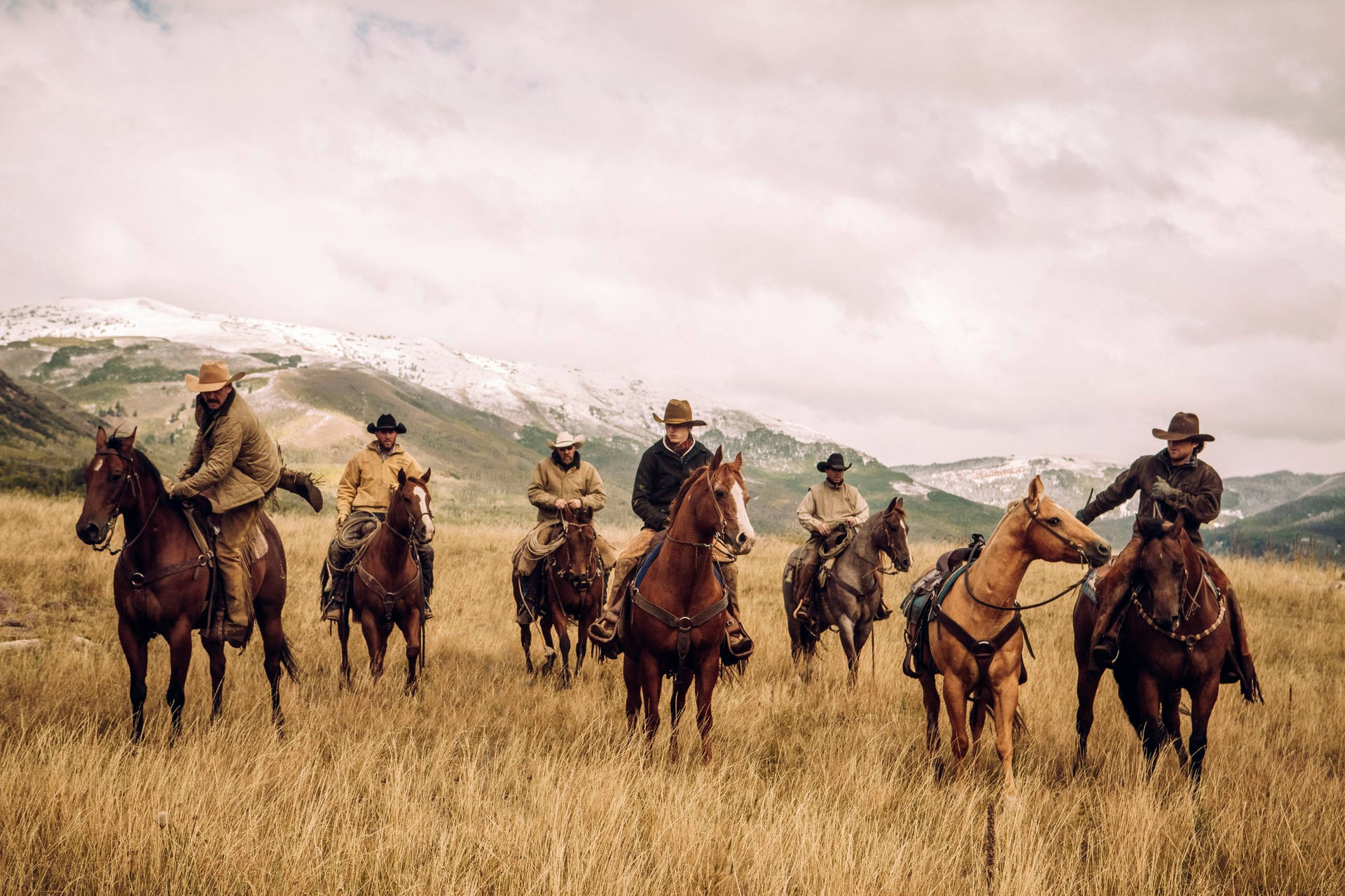 Yellowstone Tv Show Riding Horses Background