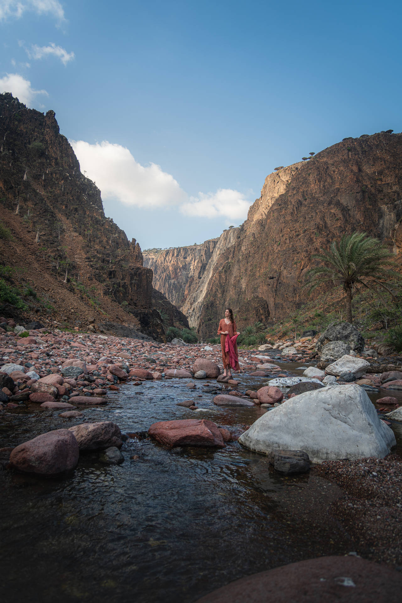 Yemen Mountainside And River Background