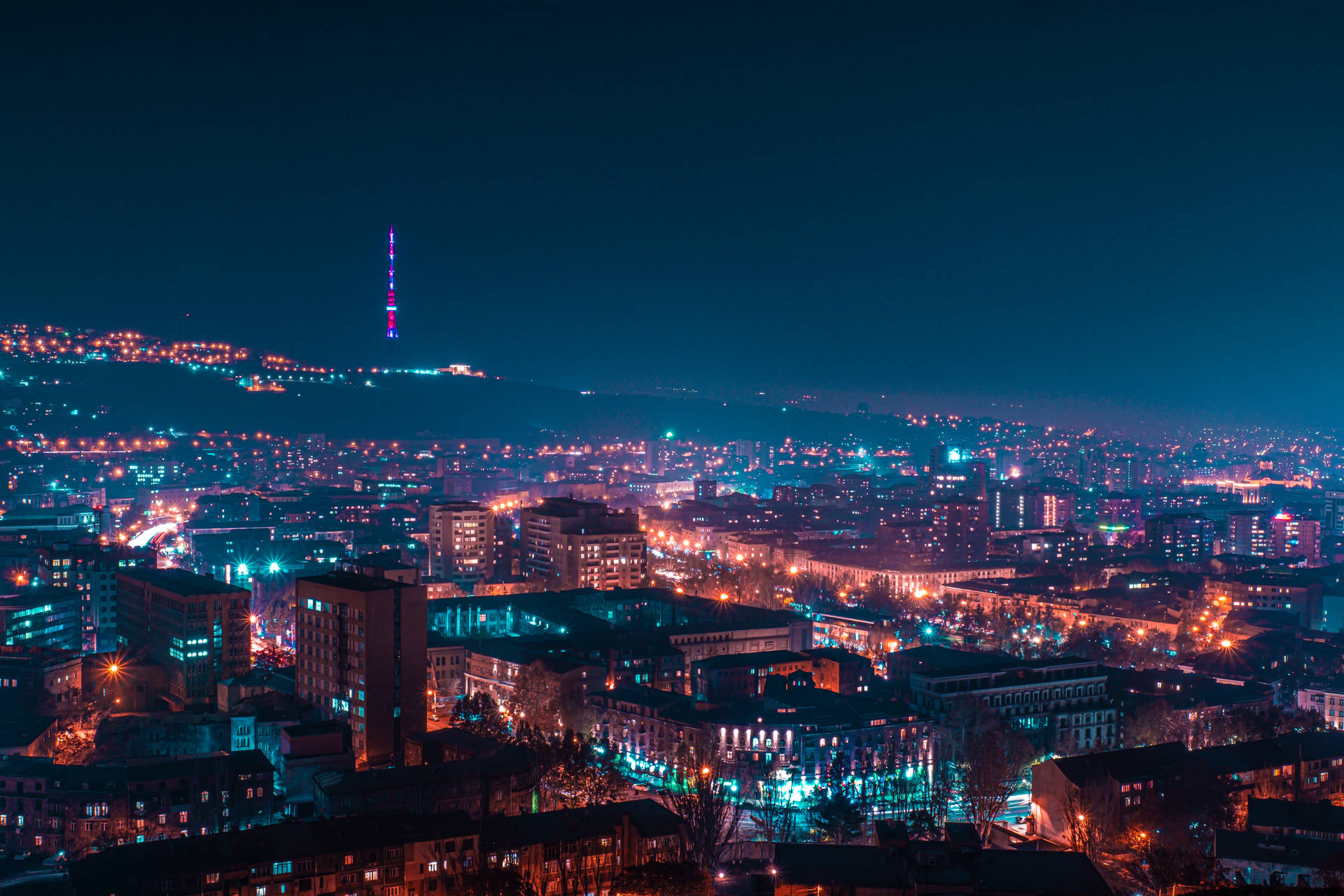 Yerevan At Night Background