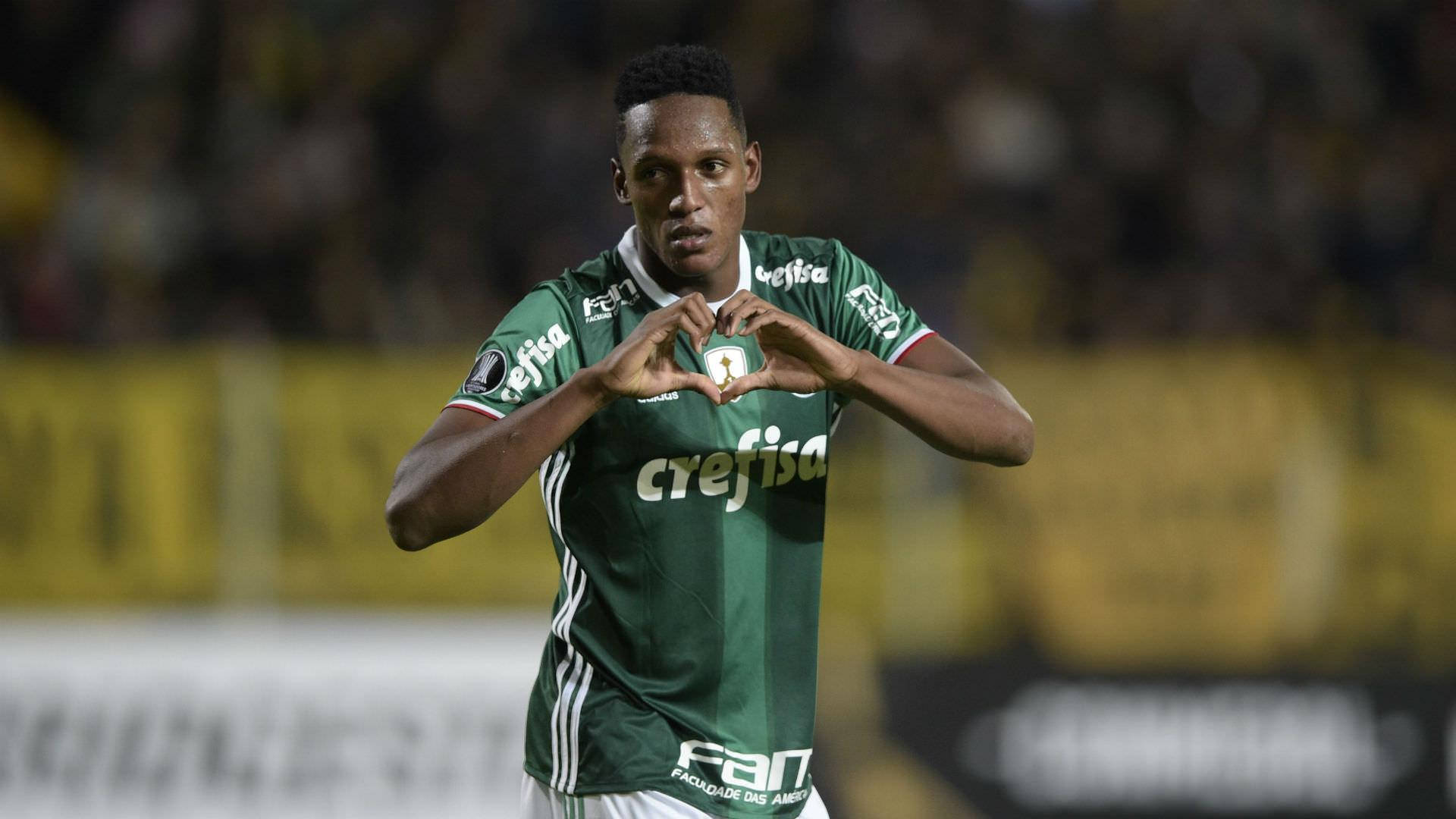 Yerry Mina Making A Heart Hand Gesture Background