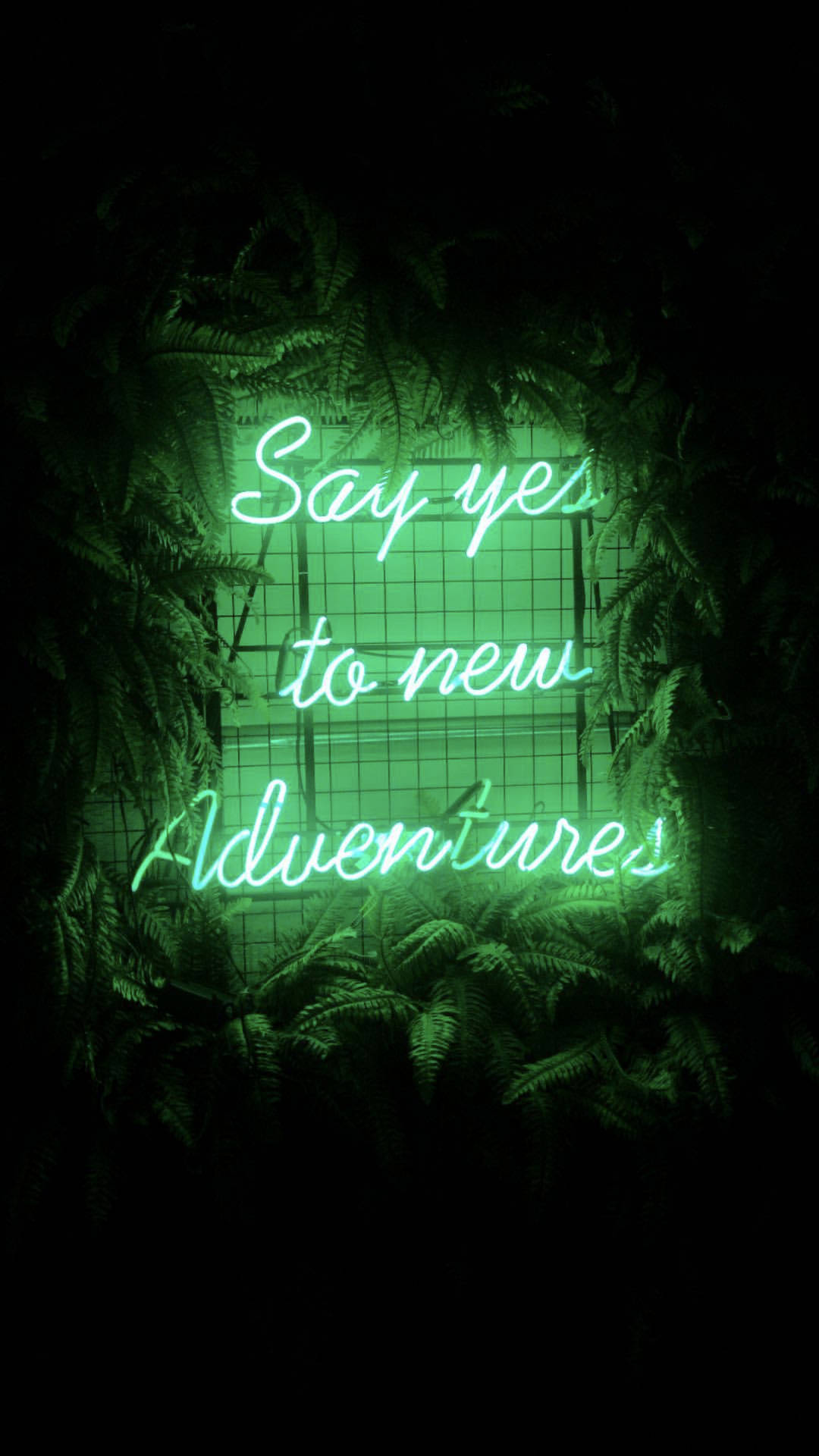 Yes To Adventures Neon Green Aesthetic Background