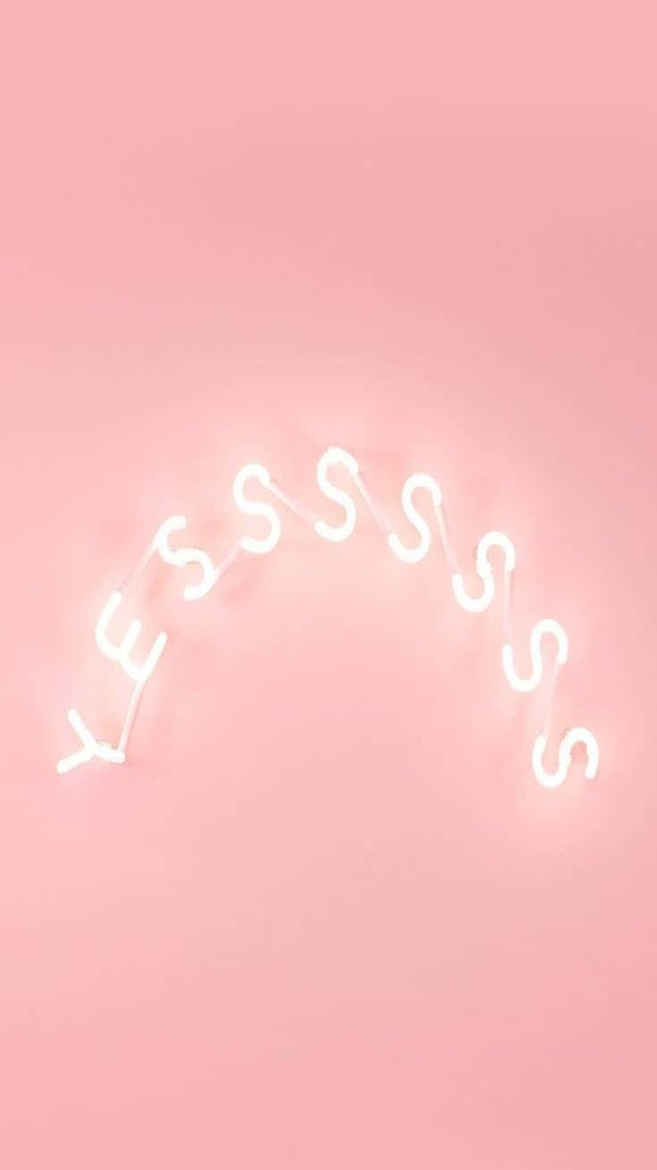 Yes Word In Neon Pink Aesthetic Iphone Background