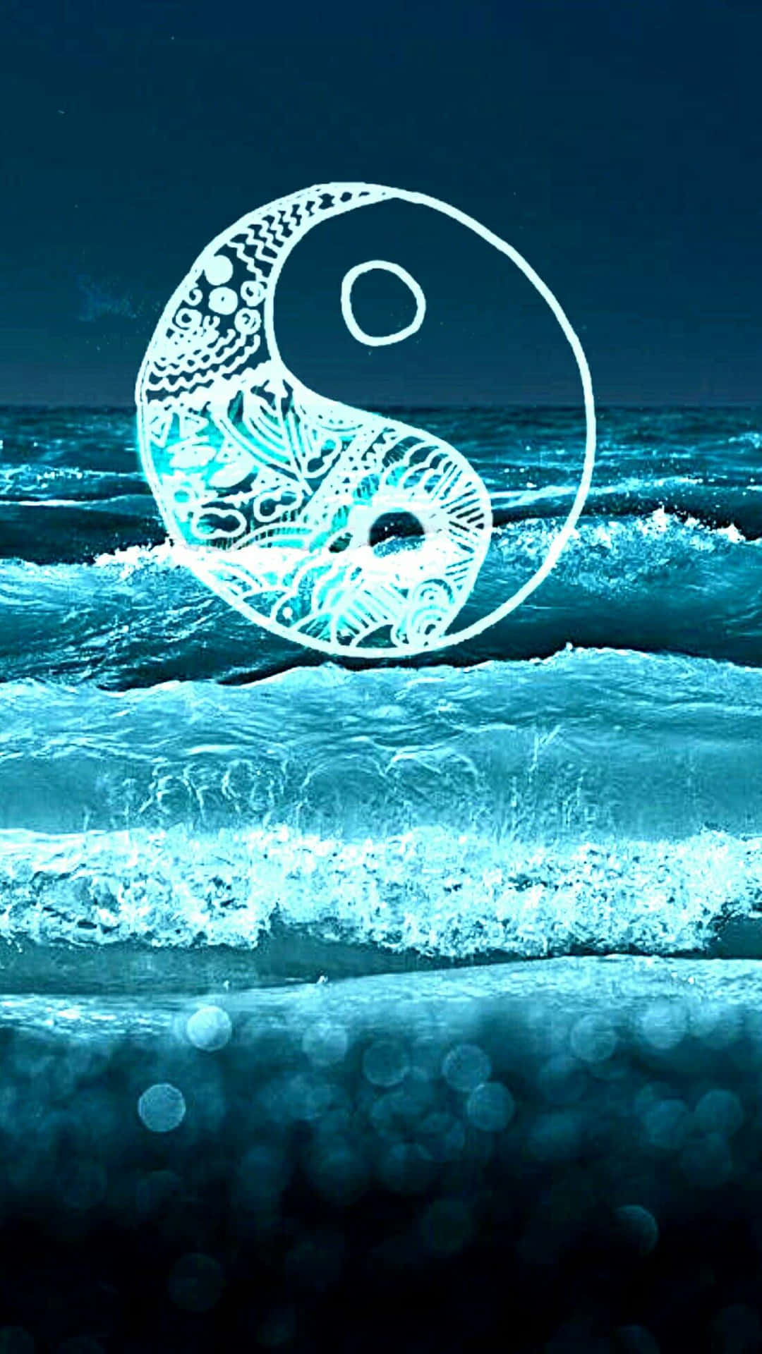 Yin Yang 4k Blue Ocean Waves Background