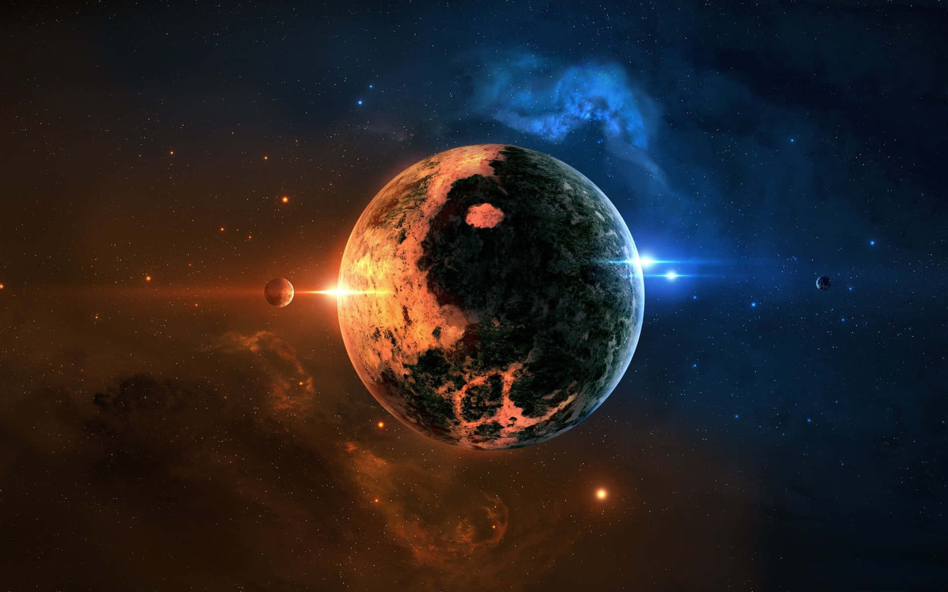 Yin Yang 4k Planet With Sun And Moon