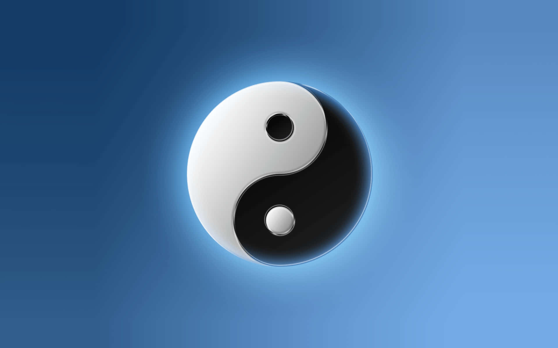 Yin Yang Symbol 4k On Blue Gradient