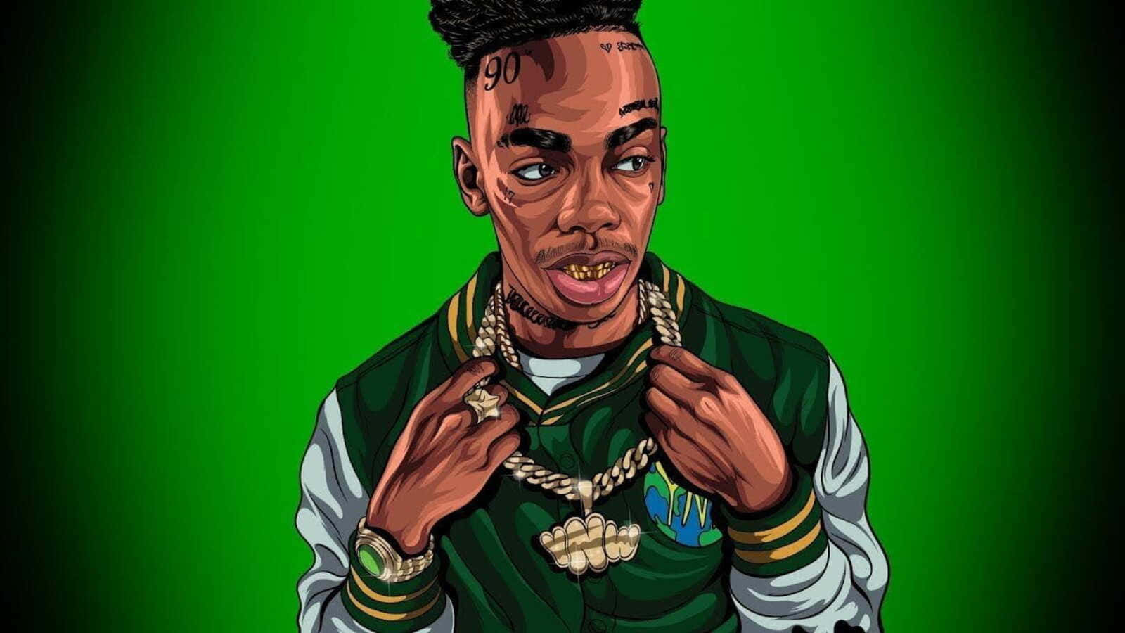 Ynw Melly Cartoon Art In Vibrant Colors Background