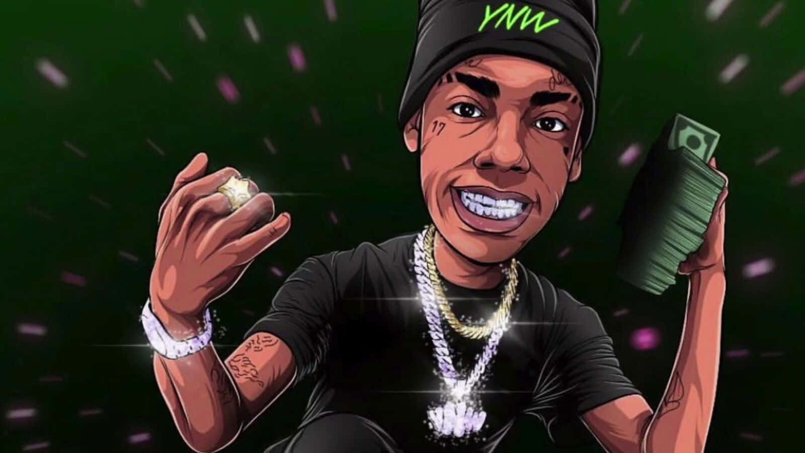 Ynw Melly Cartoon - Hip-hop Star In A Colored World Background