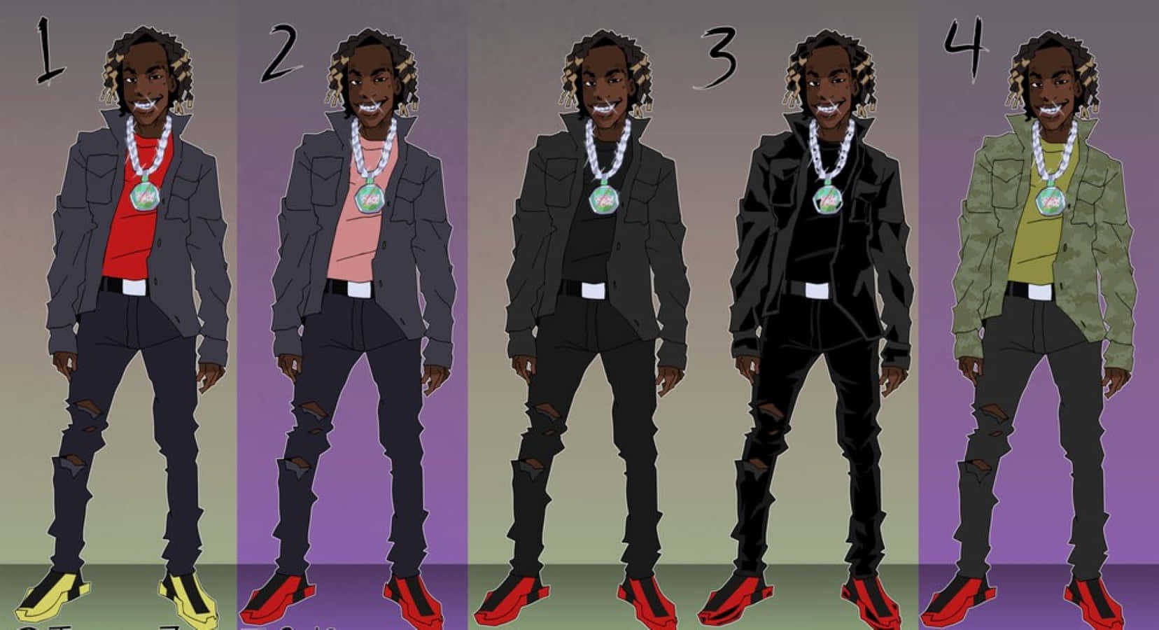 Ynw Melly Cartoon In Vibrant Colors Background